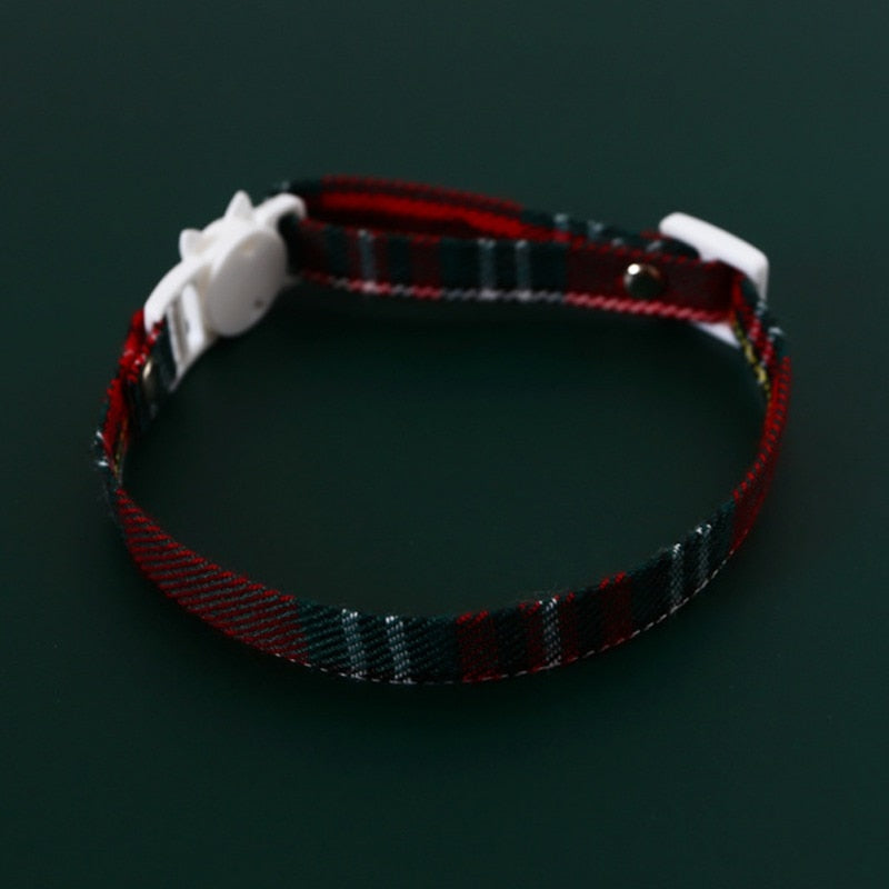 Kitten/Puppy Collar with Bell, Christmas Plaid or Adjustable Plaid Bow (A type)