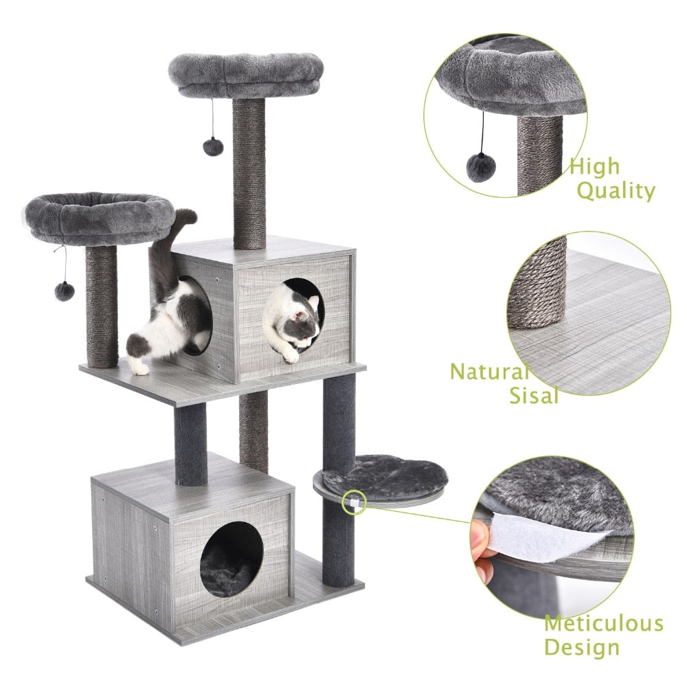 Wood Cat Tree Towers