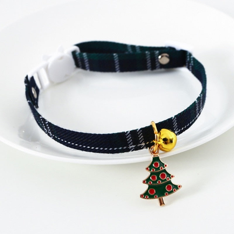 Kitten/Puppy Collar with Bell, Christmas Plaid or Adjustable Plaid Bow (A type)