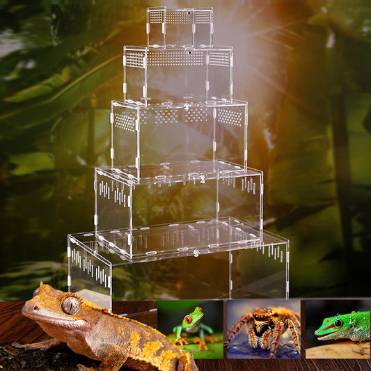 Transparent Acrylic Reptile Breeding Box - Spider/Lizard/Scorpion/Insect Breathable Terrarium