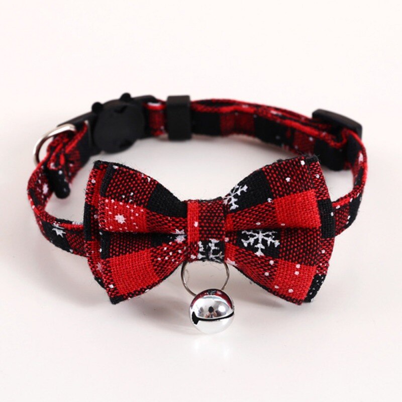 Kitten/Puppy Collar with Bell, Christmas Plaid or Adjustable Plaid Bow (A type)