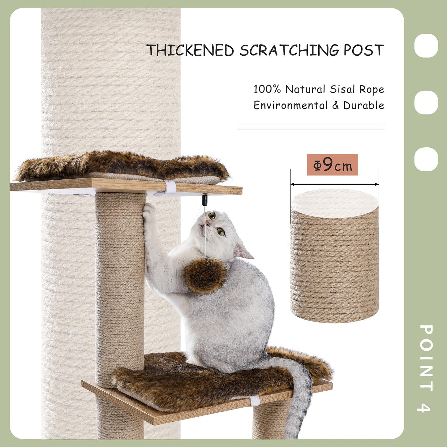 Large Cat Tree Tower Condo with Hammock & Multiple Perches