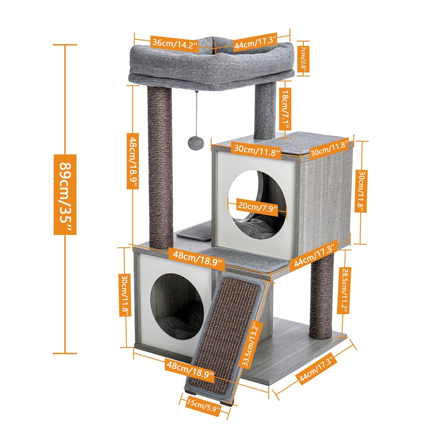 Large Cat Tree Tower Condo with Hammock & Multiple Perches