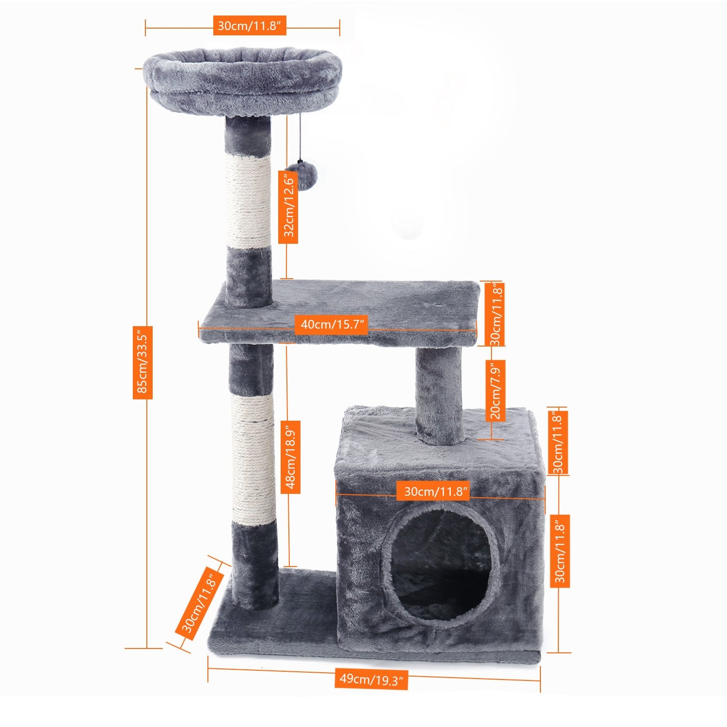 Large Cat Tree Tower Condo with Hammock & Multiple Perches