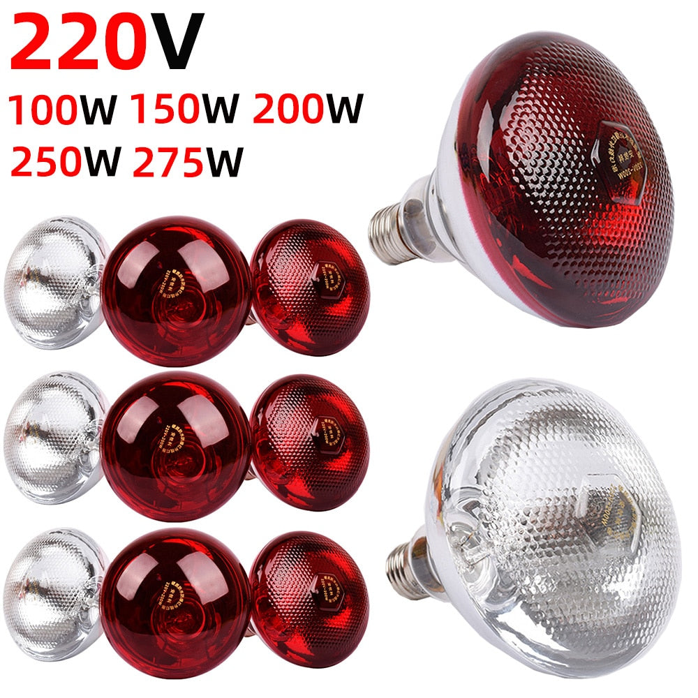 220V Poultry Heat Lamp Bulb - Infrared Thermal Heating for Reptile, Amphibian & Botany as well