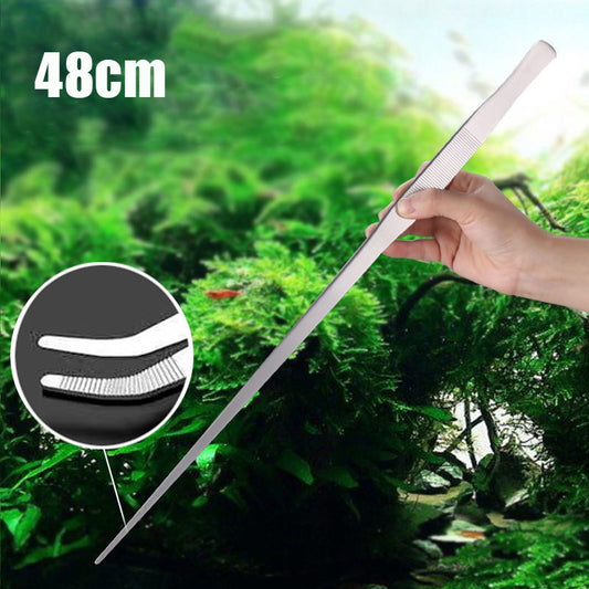 48cm Stainless Steel Tweezers - Curved Tongs for Birds/Reptile/Insect Feeding